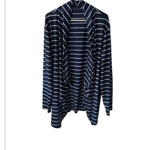 Navy Striped Women's Cardigan 3x EUC